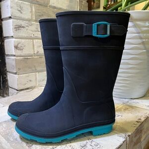 Girls Kamik Rain Boots Youth Kids Size 3 Raindrops Boots Turquoise and Blue.
